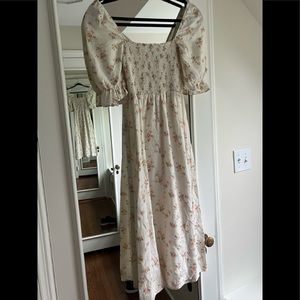Linen floral reformation dress